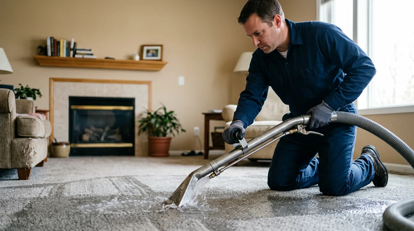 Water damage restoration technician working near Victoria, TX